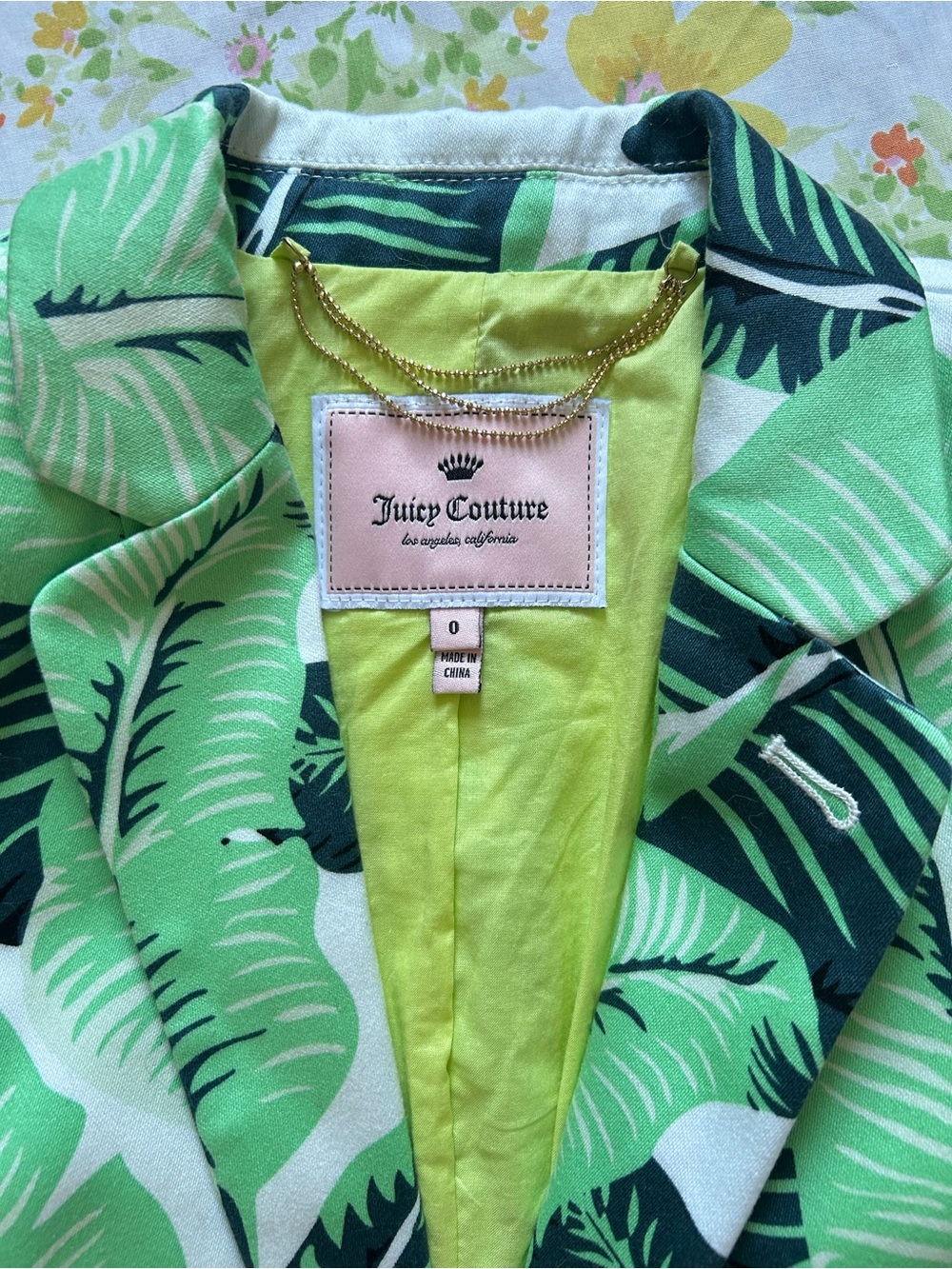 Juicy Couture Green Tropical Print Blazer Jacket - Picture 3 of 5